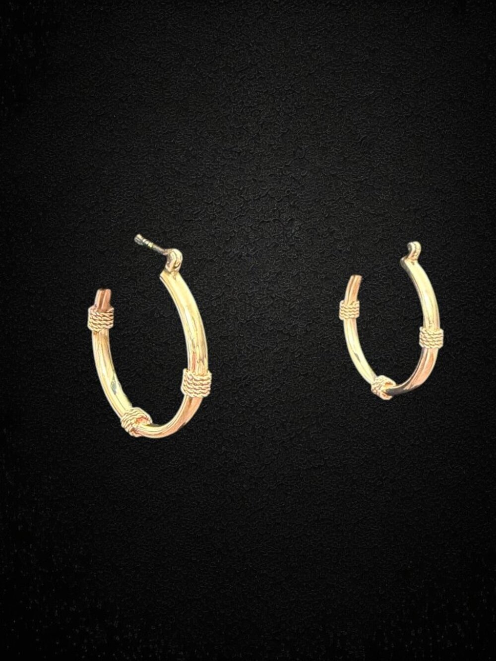 14K Yellow Gold Hoop Earrings 3.7g Textured Rope Accent Hinged Snap Hoops